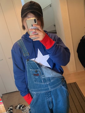 「Lui's（ルイス）のアイテム（キャップ）」を使った、ゆめなりさん（レディース・160cm）の春コーディネート