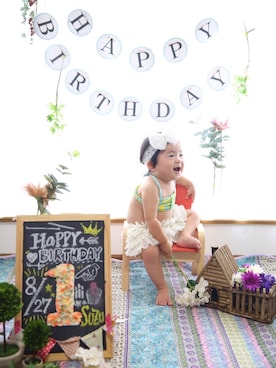 「gelato pique（ジェラートピケ）のアイテム（スカート、ホワイト系）」を使った、やましぃさん（キッズ・100cm）の秋コーディネート