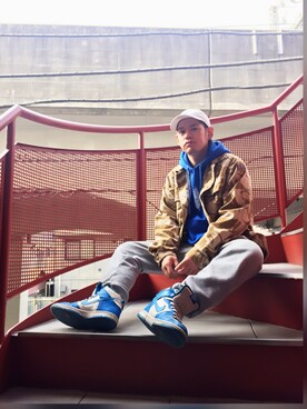 「blue」｜「アイテム（ミリタリージャケット）」を使った、Yu-shin045さん（メンズ・165cm）の春コーディネート