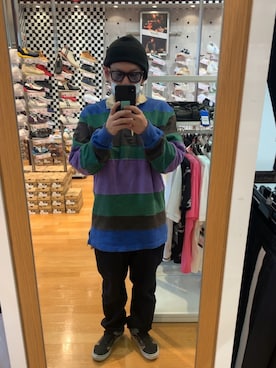 「ラガーシャツ」｜「アイテム（ニットキャップ/ビーニー）」を使った、Yu-shin045さん（メンズ・166cm）の秋コーディネート