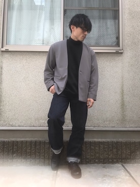 「春めきシューズ」｜「アイテム（ノーカラージャケット）」を使った、ゆうたさん（メンズ・163cm）の春コーディネート