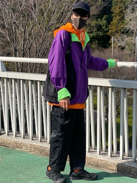 「and wander（アンドワンダー）のアイテム（帽子）」を使った、ponikeさん（メンズ・180cm）の春コーディネート