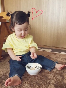 「ベルイエロー」｜「アイテム（その他）」を使った、HANA☺︎さん（キッズ・70cm）の春コーディネート