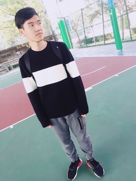 「5（ファイブ）のアイテム（パンツ）」を使った、baobaoさん（メンズ・173cm）の秋コーディネート