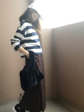 「DouDou（ドゥドゥ）のアイテム（キャップ）」を使った、みかんさん（レディース・148cm）の秋コーディネート
