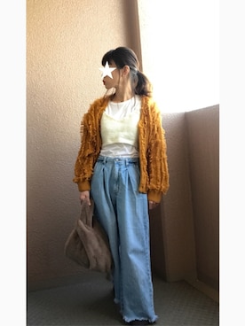 「しまむら（シマムラ）のアイテム（カーディガン/ボレロ）」を使った、みかんさん（レディース・148cm）の秋コーディネート