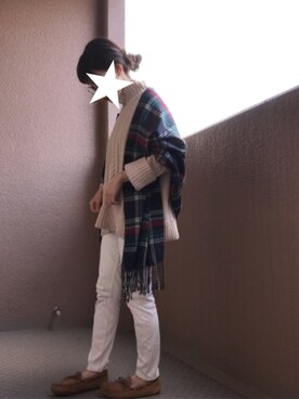 「袖ボリューム」｜「アイテム（モカシン/デッキシューズ）」を使った、みかんさん（レディース・148cm）の冬コーディネート