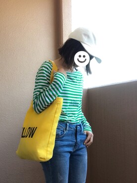 「DouDou（ドゥドゥ）のアイテム（キャップ）」を使った、みかんさん（レディース・148cm）の春コーディネート