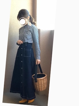 「GRL（グレイル）のバスケットカゴバッグ（かごバッグ）」を使った、みかんさん（レディース・148cm）の春コーディネート