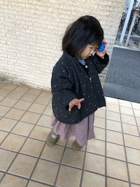 「ガウン」｜「アイテム（ワンピース/ドレス）」を使った、kokkoさん（キッズ・90cm）の春コーディネート