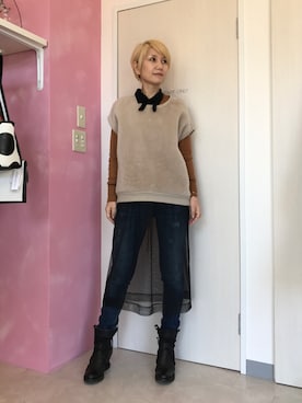 「Un-Demi（アンドゥミ）のアイテム」を使った、アキコさん（レディース・163cm）の冬コーディネート