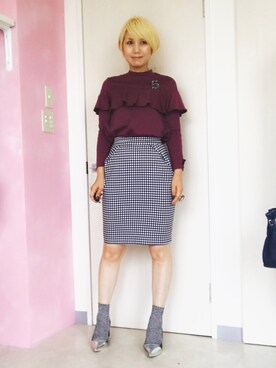 「Un-Demi（アンドゥミ）のアイテム」を使った、アキコさん（レディース・163cm）の春コーディネート