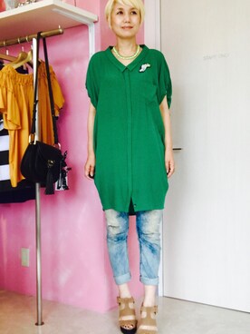 「CORTES WORKS（コルテスワークス）のアイテム」を使った、アキコさん（レディース・163cm）の夏コーディネート