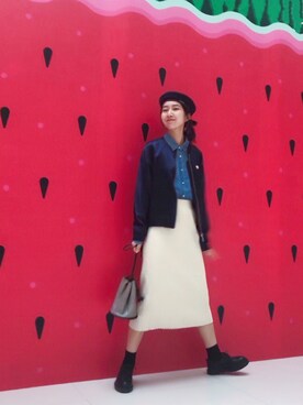 「blue」｜「アイテム（ノーカラージャケット）」を使った、MC babybearさん（レディース・165cm）の秋コーディネート