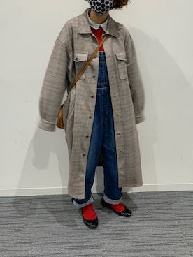 「CRAFT STANDARD BOUTIQUE（クラフトスタンダードブティック）のアイテム（オールインワン・サロペット、ブルー系）」を使った、skyyy2728さん（レディース・158cm）の冬コーディネート