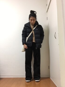 「AIGLE（エーグル）のアイテム（ダウンジャケット/コート）」を使った、たーさん（レディース・158cm）の冬コーディネート
