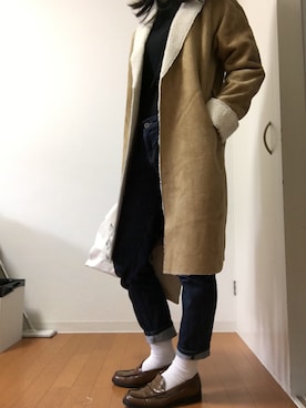「anap mimpi（アナップミンピ）のアイテム（ムートンコート）」を使った、たーさん（レディース・158cm）の冬コーディネート