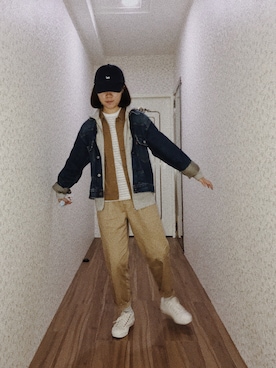 「PLAIN CLOTHING（プレーンクロージング）のアイテム（パンツ）」を使った、Zさん（レディース・161cm）の冬コーディネート