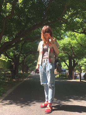 「Gramicci（グラミチ）のアイテム（シューズ）」を使った、♢tanusT♢さん（レディース・165cm）の春コーディネート