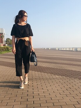 「サッシュベルト」｜「アイテム（つなぎ/オールインワン）」を使った、Ameri★さん（レディース・164cm）の春コーディネート
