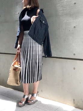 「ニットアップ」｜「アイテム（デニムジャケット）」を使った、Ameri★さん（レディース・164cm）の春コーディネート