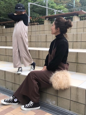 「petit main（プティマイン）のアイテム（オールインワン・サロペット）」を使った、Ameri★さん（レディース・164cm）の秋コーディネート