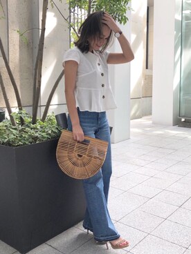 「ぺプラムトップス」｜「アイテム（腕時計）」を使った、Ameri★さん（レディース・164cm）の春コーディネート