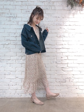 「one after another NICE CLAUP（ワンアフターアナザーナイスクラップ）のアイテム（デニムジャケット）」を使った、Megumi❤︎さん（レディース・165cm）の冬コーディネート
