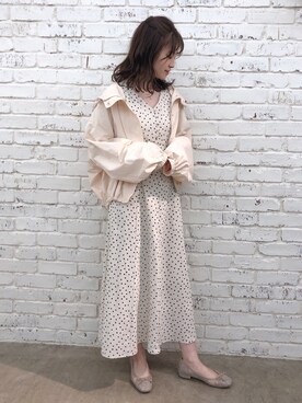 「one after another NICE CLAUP（ワンアフターアナザーナイスクラップ）のレース＆レオパードバレエシューズ（バレエシューズ）」を使った、Megumi❤︎さん（レディース・165cm）の冬コーディネート