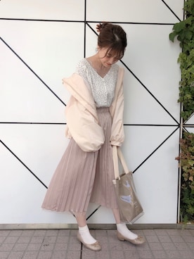 「one after another NICE CLAUP（ワンアフターアナザーナイスクラップ）のアイテム（ブルゾン）」を使った、Megumi❤︎さん（レディース・165cm）の春コーディネート