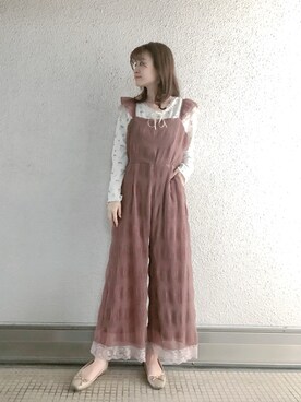 「nice claup」｜「アイテム（サロペット/オーバーオール）」を使った、Megumi❤︎さん（レディース・165cm）の春コーディネート
