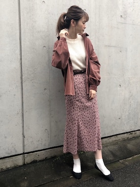 「ビッグシャツ」｜「アイテム（バレエシューズ）」を使った、Megumi❤︎さん（レディース・165cm）の秋コーディネート