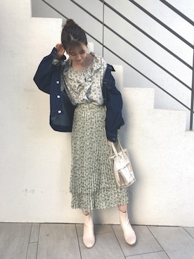 「one after another NICE CLAUP（ワンアフターアナザーナイスクラップ）のアイテム（ブルゾン）」を使った、Megumi❤︎さん（レディース・165cm）の春コーディネート