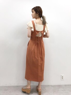 「one after another NICE CLAUP（ワンアフターアナザーナイスクラップ）のアイテム（ジャンパースカート）」を使った、Megumi❤︎さん（レディース・165cm）の夏コーディネート