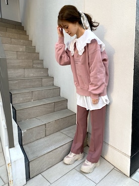 「one after another NICE CLAUP（ワンアフターアナザーナイスクラップ）のアイテム（スラックス、ブラウン系）」を使った、Megumi❤︎さん（レディース・165cm）の冬コーディネート
