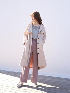 「one after another NICE CLAUP（ワンアフターアナザーナイスクラップ）のアイテム（スラックス、ブラウン系）」を使った、Megumi❤︎さん（レディース・165cm）の冬コーディネート