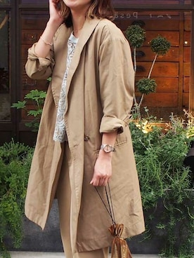 「アイテム（アナログ腕時計、グレー系）」を使った、makiさん（レディース・155cm）の春コーディネート