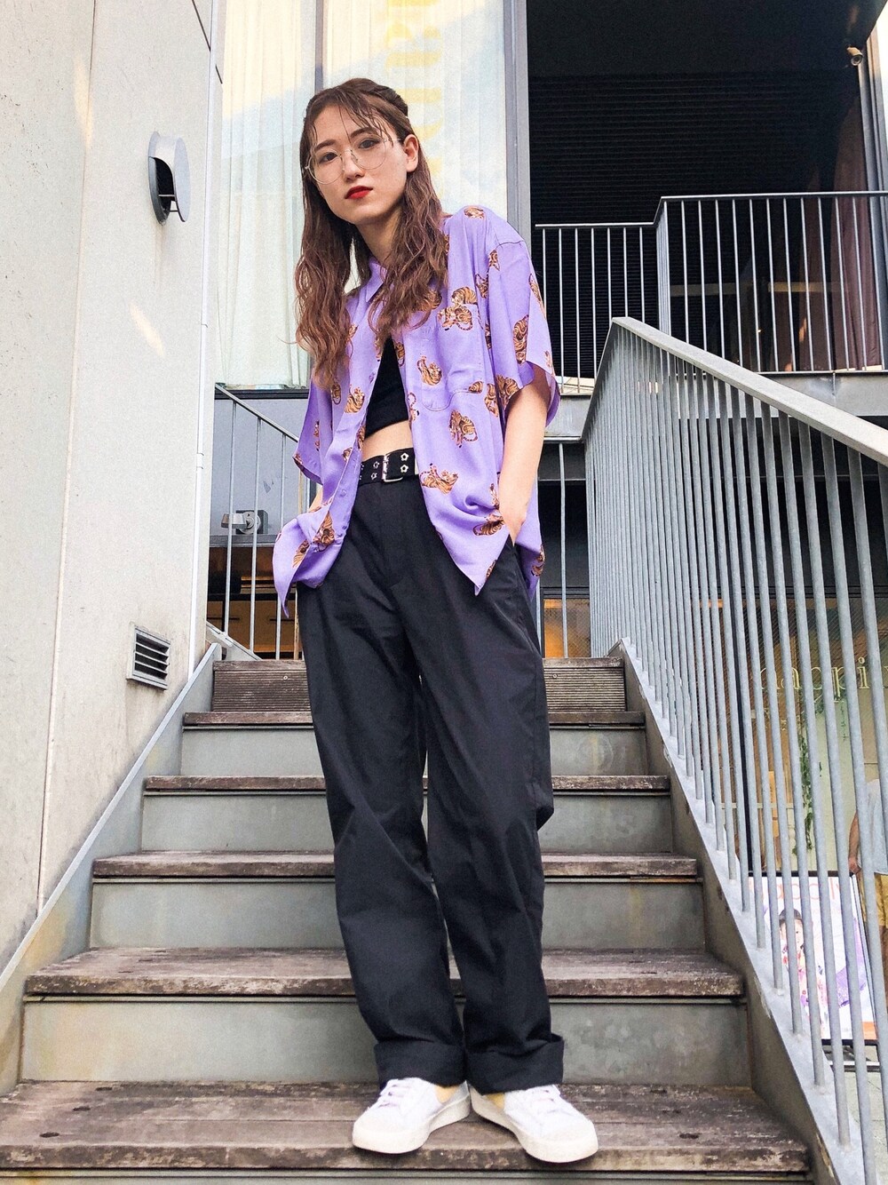 X-girl（エックスガール）の「TIGER OPEN COLLAR S/S SHIRT（シャツ 