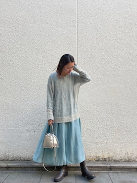 「mystic（ミスティック）のLara Small ball necklece（ネックレス）」を使った、iwagashira Natsumiさん（レディース・168cm）の冬コーディネート