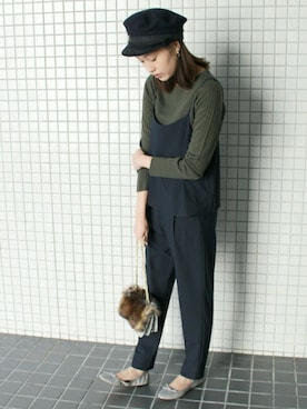 「SLOBE IENA（スローブイエナ）のアイテム（つなぎ/オールインワン）」を使った、Sallyさん（レディース・162cm）の冬コーディネート