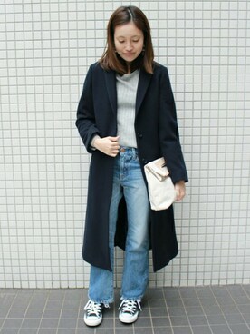 「SLOBE IENA（スローブイエナ）のアイテム（チェスターコート）」を使った、Sallyさん（レディース・162cm）の冬コーディネート