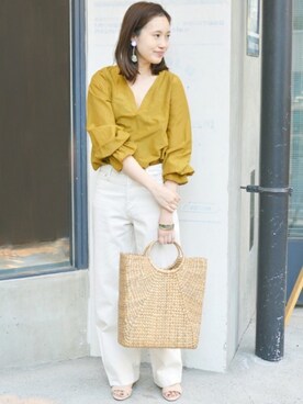 「SLOBE IENA（スローブイエナ）のアイテム（デニムパンツ）」を使った、Sallyさん（レディース・162cm）の冬コーディネート