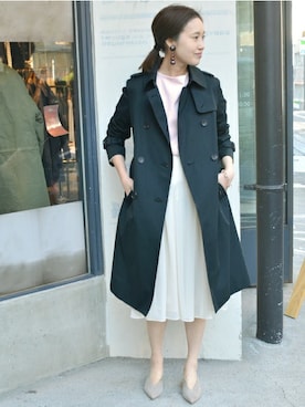 「SLOBE IENA（スローブイエナ）のアイテム（トレンチコート）」を使った、Sallyさん（レディース・162cm）の春コーディネート