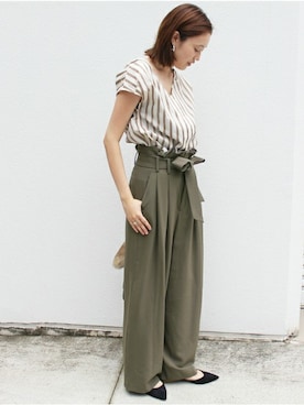 「SLOBE IENA（スローブイエナ）のアイテム（その他シューズ）」を使った、Sallyさん（レディース・162cm）の夏コーディネート