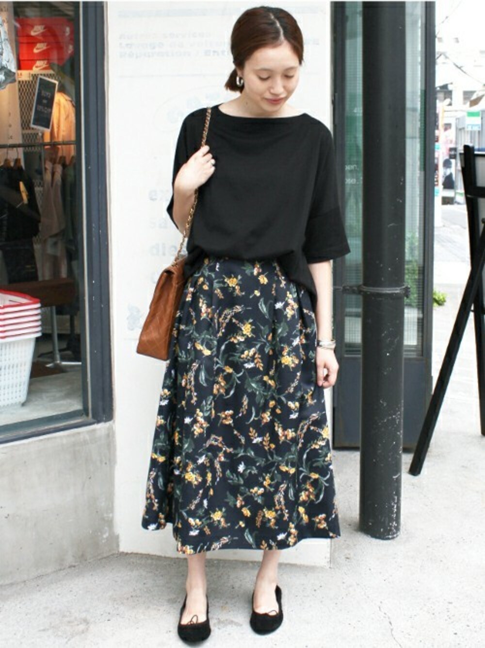 SLOBE IENA（スローブイエナ）の「グログランフラワーミモレスカート  