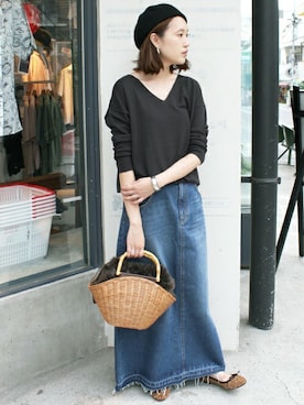「SLOBE IENA（スローブイエナ）のアイテム（ハンチング/ベレー帽）」を使った、Sallyさん（レディース・162cm）の夏コーディネート