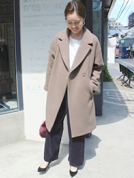 「SLOBE IENA（スローブイエナ）のアイテム（チェスターコート）」を使った、Sallyさん（レディース・162cm）の秋コーディネート