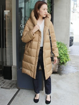 「SLOBE IENA」｜「アイテム（ダウンジャケット/コート）」を使った、Sallyさん（レディース・162cm）の秋コーディネート