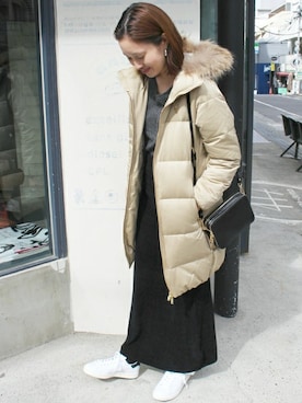 「SLOBE IENA」｜「アイテム（ダウンジャケット/コート）」を使った、Sallyさん（レディース・162cm）の秋コーディネート