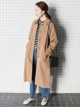 「SLOBE IENA（スローブイエナ）のアイテム（ステンカラーコート）」を使った、Sallyさん（レディース・162cm）の冬コーディネート